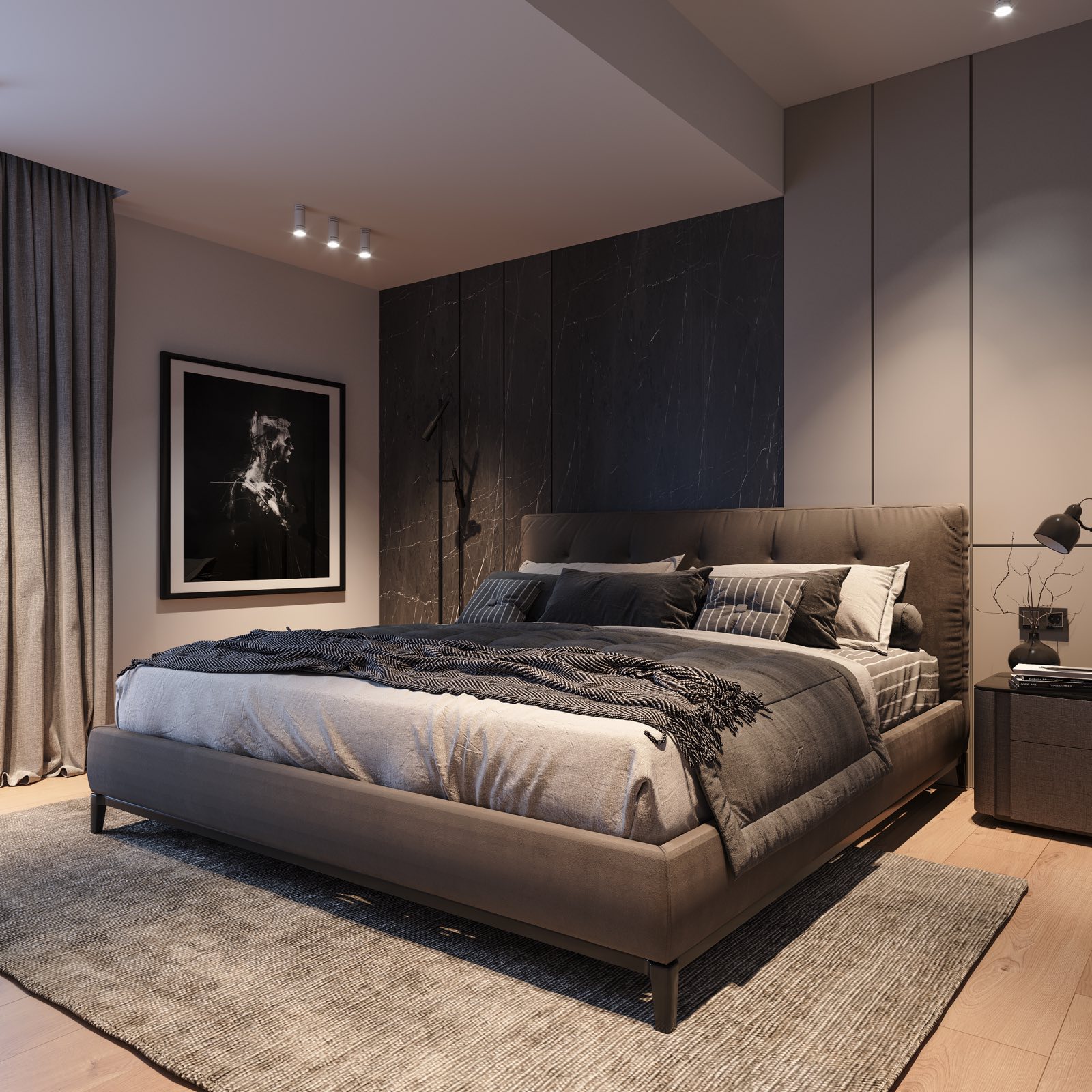 Corner Residence 3 master bedroom at evening